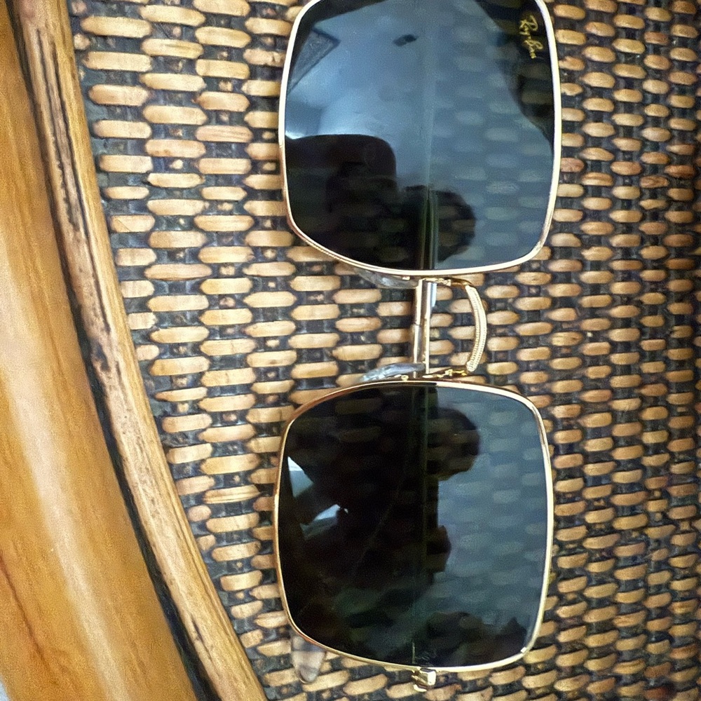 Ray-Ban Gold and Black Square Sunglasses with Case